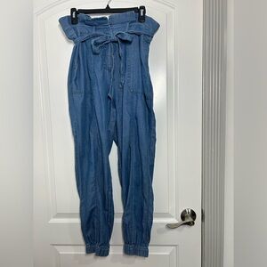 Boden Removable Self Tie Belt Bude Paperbag Pants Light Vintage Size 8 boho chic